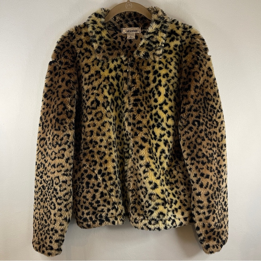 Onque Casuals Leopard Print Faux Fur Jacket